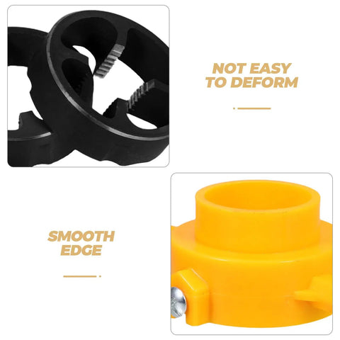 Manual Pipe Threading Tool For Home Plumbing Use With ABS Material, Stable Performance, And Multi Size Tubing Compatibility, PVC Thread Maker Kit, Threader Tool Kit For DIY Installation And Household Pipe Maintenance, black and yellow close-up