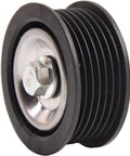 Top Rated Car Drive Belt Idler Pulley 25288-25001 close-up showing durable rubber and metal build for engine performance.