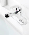 Single Handle Mid Arc Centerset Bathroom Sink Faucet With Chrome Finish Metal Push And Seal Drain cUPC Certified NSF 61 Lead Free 4 Inch Centerset 3 Hole Mount Includes Faucet Supply Lines Easy Temperature Control