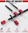 Magnetic Drill Bit Extension Set Four Piece Kit with 2 In, 4 In, 6 In, 12 In Lengths Quarter Inch Hex Quick Release Bit Holder, CR-V Steel