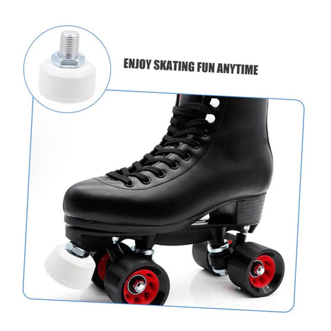 Roller skate with 2 Pack Rubber Toe Stops For Roller Skates And Quad Skates, Round Brake Block Stoppers attached to front