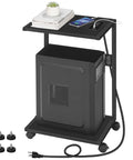 Under Desk CPU Stand With Charging Station Two Tier Mobile Computer Tower Cart With Lockable Wheels that fits most desktops