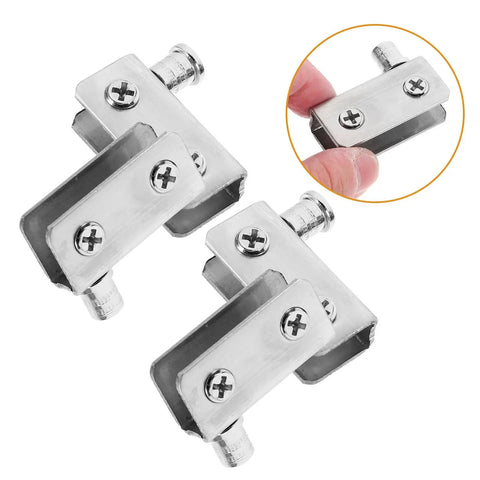 Stainless Steel Glass Door Hinges Set For Cabinet Doors, Four Pack, Flexible Lightweight Pivot Hinges Fits 5 To 7mm Glass, Classic Silver Finish
