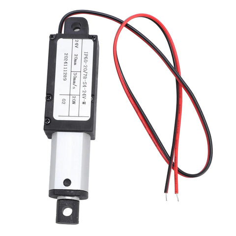 Compact 24V Electric Linear Actuator With Tiny 20mm Stroke And Nifty 20N Thrust, featuring wires for easy connection.