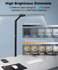 Ultra Wide Dual Head Desk Lamp With Clamp Mount, 30.7 Inch 24W LED, Eye Protection Lighting For Work From Home, Dimmable Modes