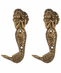 Mermaid Shaped Metal Wall Hooks Set Of 2, Beachy Coastal Decor Wall Mounted Coat Racks For Keys Towels Clothes Scarves And Bags, Antique Aqua Finish Now