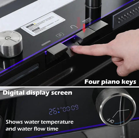Stainless Steel 304 Kitchen Sink with Removable Faucet 75x46x22cm Double Design showcasing digital display screen and control buttons.