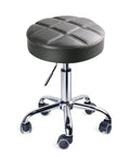 Round Rolling Stool With Wheels Adjustable Height For Work And Medical Tasks Light Gray Cushioned Seat 18.8 In To 25.2 In Height