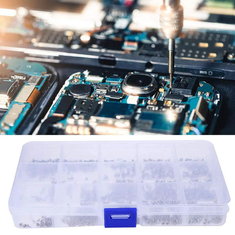 Top Notch Mini Self Tapping Screws With Rounded And Countersunk Cross Heads Crafted From Durable Stainless Steel in a clear organizer box.