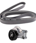 Heavy Duty Serpentine Drive Belt Kit For Chrysler Jeep Keeps Ride Sick By Stopping Squeal Issues Includes Tensioner Assembly Fix Engine Save Cash On Repairs DIY Install Replace Oem 166200W100 53032125AB 53032380AD 04854033, belt and tensioner