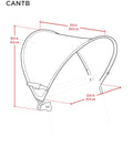 Clip On Personal Sun Shade For Beach Chairs, Adjustable Forward Or Back, dimensions diagram with measurements, lightweight and portable