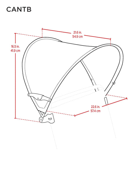 Clip On Personal Sun Shade For Beach Chairs, Adjustable Forward Or Back, dimensions diagram with measurements, lightweight and portable