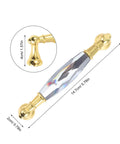 Two Pack Colorful Glass Cabinet Door Handles With Crystal Center Long Metal Drawer Pulls For Kitchen Closet Dresser And Furniture Hardware Durable And Easy To Install, shown with dimensions.