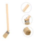 Wood Handle Pig Bristle Paint Brush For Acrylics Stain And Wall Painting Awesome For DIY Furniture And House Projects, close-up view