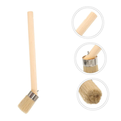 Wood Handle Pig Bristle Paint Brush For Acrylics Stain And Wall Painting Awesome For DIY Furniture And House Projects, close-up view