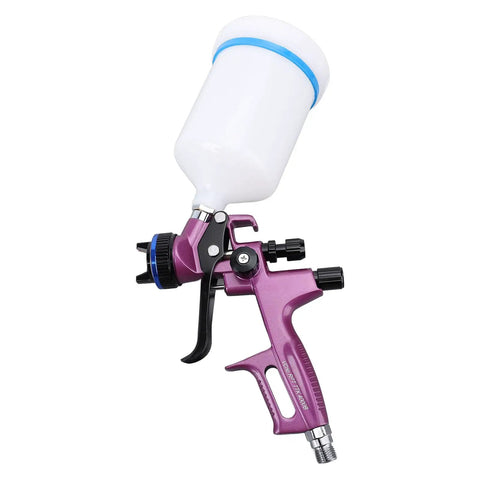 Deadly Smooth HVLP Spray Gun Packing A Killer 1.3mm Tip And 600ml Cup Pneumatic Paint Sprayer side view with white cup