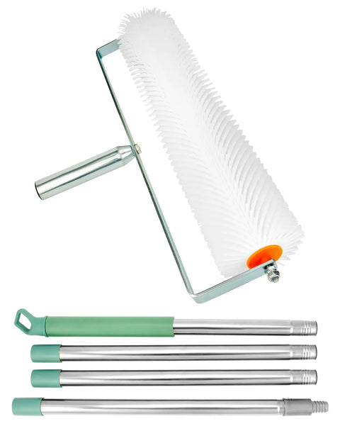 Spiked Screeding Roller For Self Leveling Floors, Pro Grade Latex Roller With 30mm Nails, includes telescopic rods