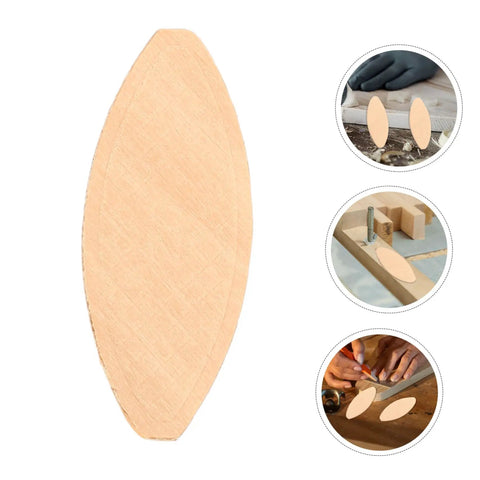 Close-up of 100Pcs Wood Joining Biscuits Set For Rock Solid Furniture Joints Hardwood Joiner Accessories with small oval biscuits.