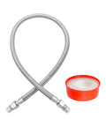 40 Inch 1/2 Inch Air Compressor Jumper Hose Industrial Grade, flexible stainless steel with rotatable NPT couplings, shown with tape