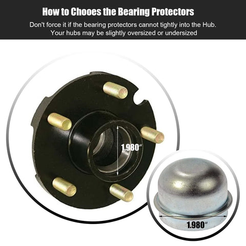 Front view of CZC AUTO 1.98-inch chrome bearing protectors with protective bras for trailer boat, pair.