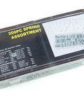Heavy Duty Torsion Spring Set 200 Pcs Steel Hardware Kit in plastic case with labeled sizes chart for appliances motors use