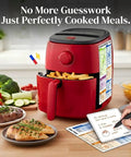 Magnetic Cheat Sheet For Air Fryer Fans With 100 Plus Cooking Times on red air fryer, visible large font waterproof 3-piece set