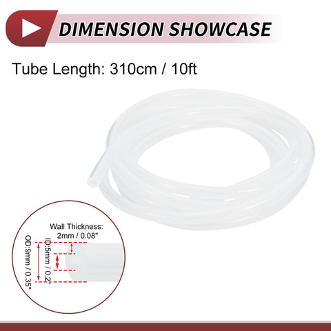 Coiled air and water silicone vacuum hose 10 ft high temperature automotive vacuum line clear tubing three sixteenth inch outer diameter 5mm ID 2mm wall thickness for turbo boost and vacuum system