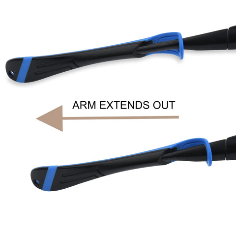 Adjustable Laser Hair Removal Safety Goggles Pro Grade arm extension detail for Diode Alexandrite and Nd YAG wavelengths.