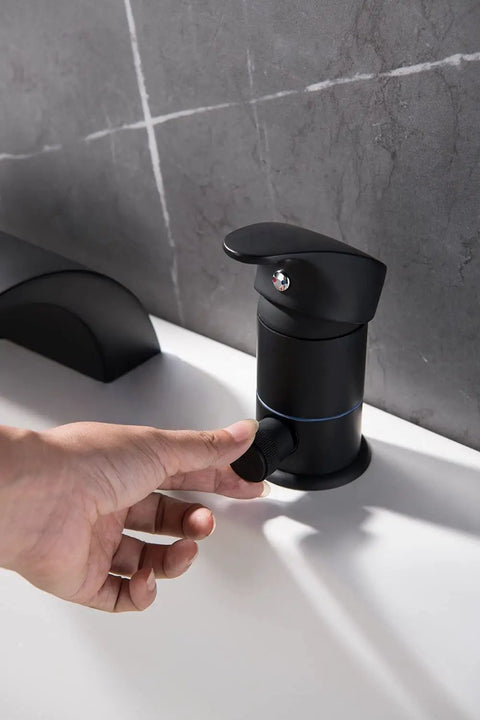 Adjusting Matte Black Roman Tub Faucet With 3 Hole Deck Mount Easy Install No Fuss Single Handle Tub Filler And Hand Shower