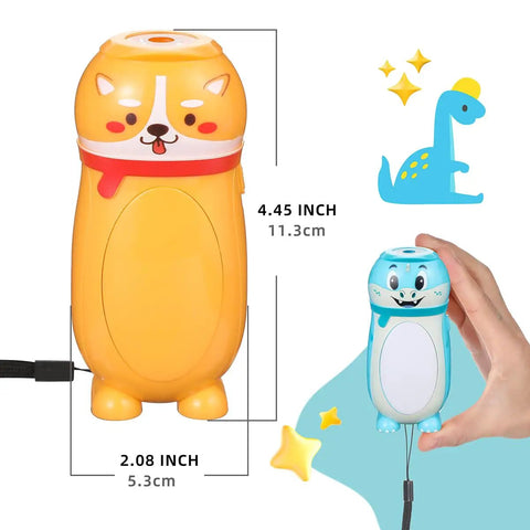 4 Pack Tiny Animal LED Flashlights For Kids 2 In 1 Camping Lantern And Flashlight showing dog and blue animal designs