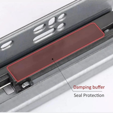 Close-up of Heavy Duty Soft Close Drawer Slides 200 To 450mm Full Extension Bottom Mount showing damping buffer in detail.