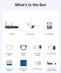 Contents of 4K 16 Channel Home Security System With Outdoor Weatherproof Cameras All Day Recording 4K NVR 2TB HDD Two Way Talk
