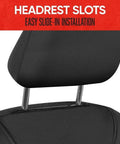 Waterproof Neoprene Front Seat Covers For Cars, Trucks, And SUVs With AquaShield Tech showing headrest slots for easy installation