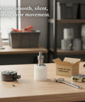 Nylon Bottom Guide Wheel Replacement For Cabinet Drawer Tracks White Roller on workbench with repair tools and box