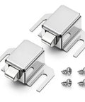 Sweet Upgrade Two Pack Silver Shower Door Latch Replacement; stainless steel latches with screws for quick installation on doors.
