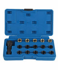 Premium Carbon Steel Thread Repair Kit For M14x1.25 And M16x1.25 Restores Damaged Bolts With Tough Tools Portable Design That Makes Fixing Stripped Threads No Big Deal For Your Garage Or Roadside Jobs in blue case