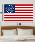 Huge 3x5 Ft Double Sided American Flag For 250th Anniversary 1776-2026 Outdoor Banner with two brass grommets displayed