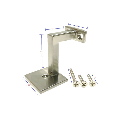Square Handrail Brackets For Staircase With Screws Pack Of 5 Satin Nickel Finish 3 Inch Tall Support Brackets 1.65 Inch Round Base Modern Look And Built To Last Easy Install Stair Railing Hardware Set.