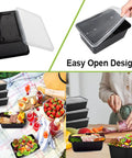50 Pack Meal Prep Containers 26 Ounce Microwavable Reusable Food Storage With Lids, shown in various uses including picnics and kitchens.