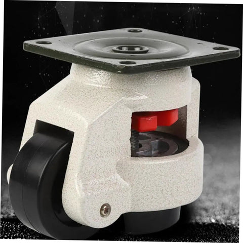 Heavy Duty Leveling Casters 4 Pack With Locking 360 Degree Swivel Wheels For Workbenches And Shop Equipment showing a single swivel caster wheel.