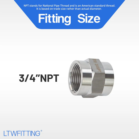 316 Stainless Steel Three Quarter Inch Female NPT Pipe Fitting Coupling For Water Air Oil And Fuel Lines Beefy Built To Last