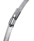 Close-up of 12 inch stainless steel hose clamp with worm gear design, showcasing corrosion-resistant 304 stainless steel construction for secure sealing.