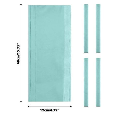 Refrigerator Door Handle Covers Set Of 4 Plush Washable Anti Dust With Hook And Loop Fasteners in turquoise, 15.75 inches long.