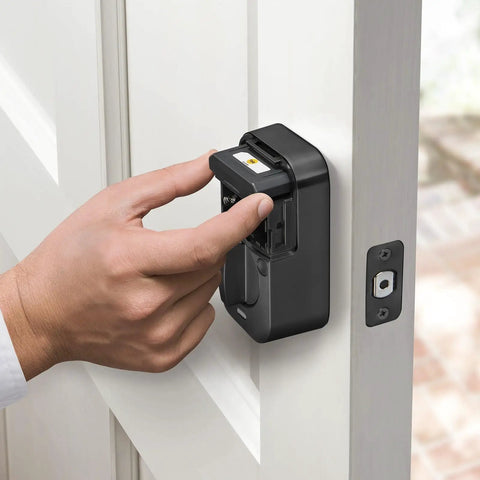 Hand installing Wi-Fi Smart Module For Assure Digital Locks And Levers No Hub Needed Easy Slot-In Upgrade That Adds 2.4 GHz Wi-Fi