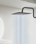 S Shape Stainless Steel Shower Extension Arm With Flange Built To Last, 16 Inch High Rise Shower Head Extender Pipe Matte Black
