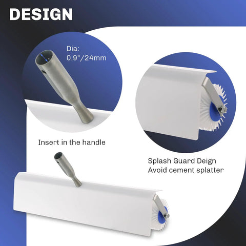 Spike Screeding Roller For Smooth Self Leveling Floors With 21mm Teeth 20 Inch Handle showing splash guard design