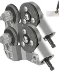 Drill Nibbler Sheet Metal Cutter Attachment for Electric Drills, titanium alloy, dual cutter heads, in use cutting metal