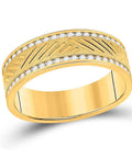 Premium Mens Wedding Ring Cast In 10kt Yellow Gold Featuring Half Carat Total Weight Round Diamonds And A Smooth Machine Set Look That Hits Different For Everyday Drip And Flawless Anniversary Vibes, with engraved design.