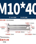 Stainless Steel M10 Clevis Dowel Pin Kit With Flat Head Through Hole, 304 Grade For High-Frequency Assemblies, Wide Length Range From 20mm To 80mm, Built For Quick, Precise Hinged Connections And Reliable Positioning, M10 40mm pin