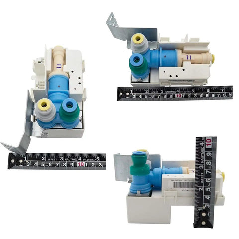 Model Specific Refrigerator Water Inlet Valve Replacement For Your Fridge WPW10159839 AP6015949 1389142 PS11749231 With 6 Pin And 3 Pin Connectors Dual Solenoid Coils 120V 60Hz Easy Install Not Universal measured with ruler